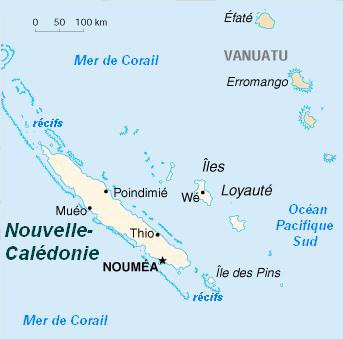 Carte de la Nouvelle-Calédonie...